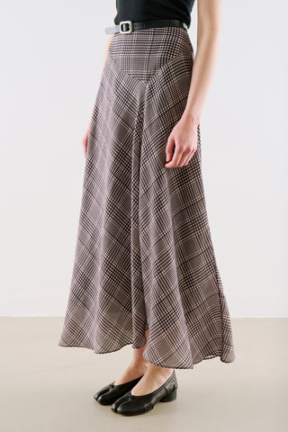 Asymmetric Maxi Skirt Plaid