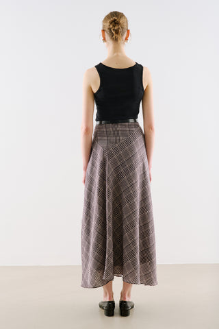 Asymmetric Maxi Skirt Plaid