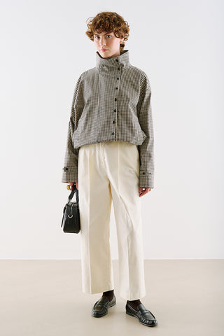 Technical Fabric Buttoned Bomber Jacket Gingham