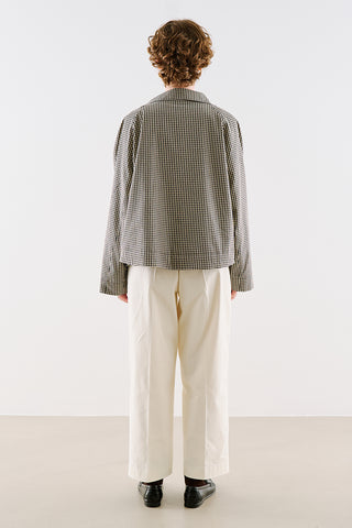 Technical Fabric Buttoned Bomber Jacket Gingham