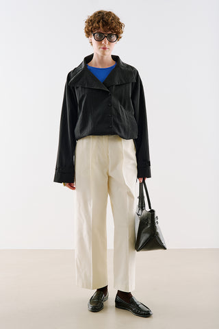 Technical Fabric Buttoned Bomber Jacket Black