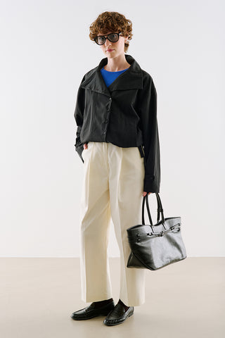 Technical Fabric Buttoned Bomber Jacket Black