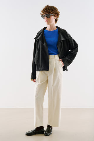 Technical Fabric Buttoned Bomber Jacket Black