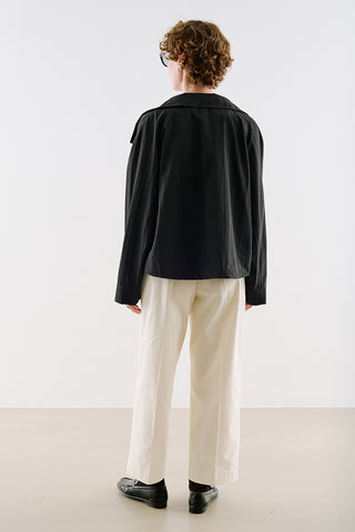 Technical Fabric Buttoned Bomber Jacket Black