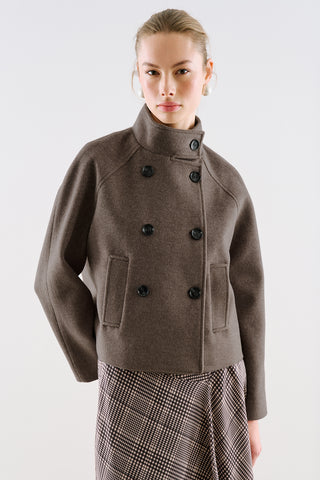 Premium Cropped Double Breasted Jacket Mink