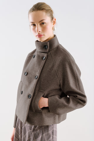 Premium Cropped Double Breasted Jacket Mink