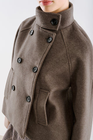 Premium Cropped Double Breasted Jacket Mink
