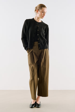 Crew Neck Knit Cardigan Black