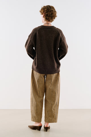 Cropped V-Neck Knit Sweater Dark Brown