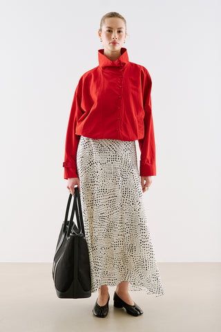 Asymmetric Maxi Skirt Polka Dots Black