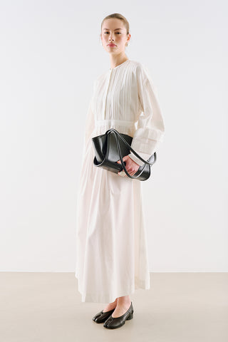 Pintuck-Detail Dress With Wide Sleeves Ecru