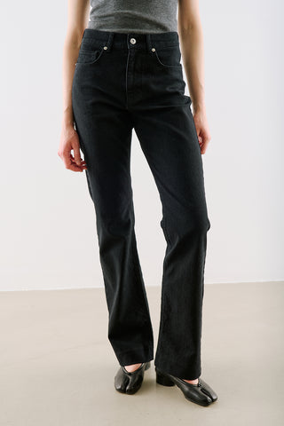Mid-Rise Skinny-Flare Jeans Black