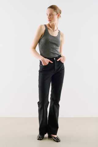Mid-Rise Skinny-Flare Jeans Black