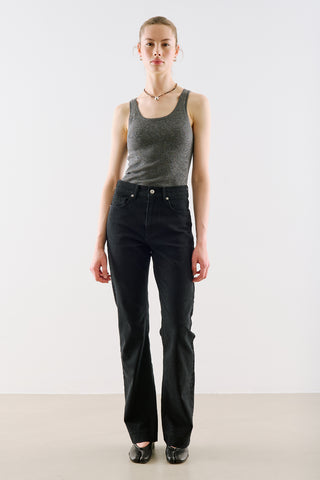 Mid-Rise Skinny-Flare Jeans Black