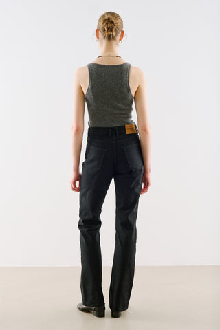 Mid-Rise Skinny-Flare Jeans Black