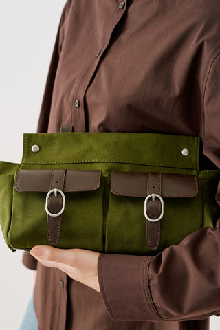 London Medium Canvas Bag With Multiple Pockets Green