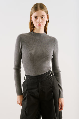 Turtleneck Knit Top Anthracite