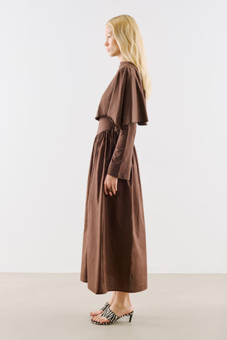 Cape Style Maxi Dress Brown
