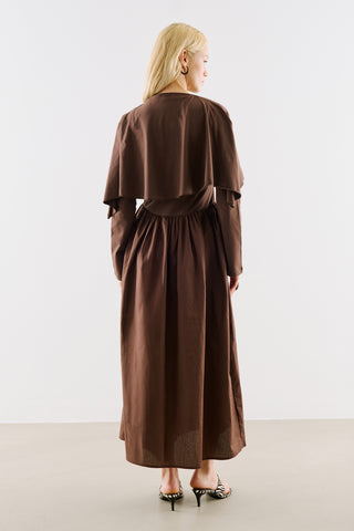 Cape Style Maxi Dress Brown