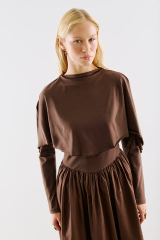 Cape Style Maxi Dress Brown