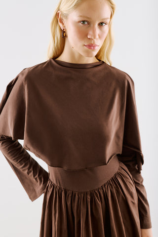 Cape Style Maxi Dress Brown