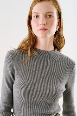 Turtleneck Knit Top Grey