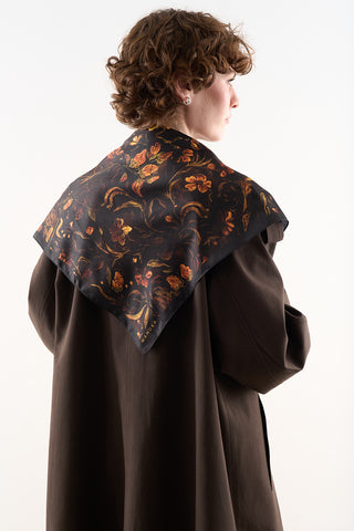 Patterned Mid-Size Satin Scarf Brush Floral