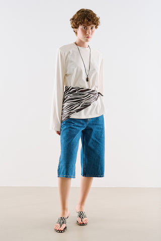 Patterned Mid-Size Satin Scarf Zebra