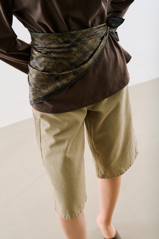 Patterned Mid-Size Satin Scarf Check Floral