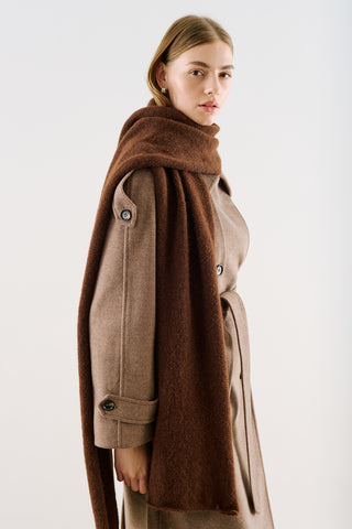 Long Solid-Colour Knit Scarf Brown