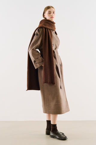Long Solid-Colour Knit Scarf Brown