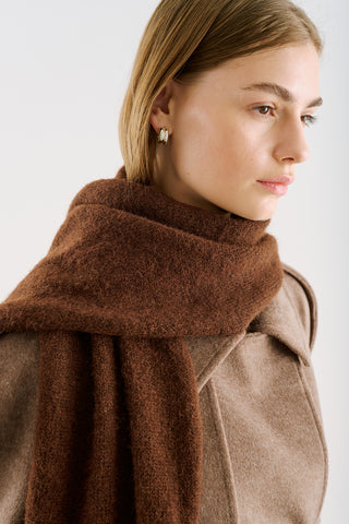 Long Solid-Colour Knit Scarf Brown