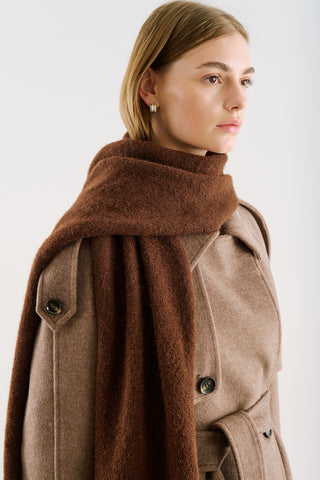 Long Solid-Colour Knit Scarf Brown