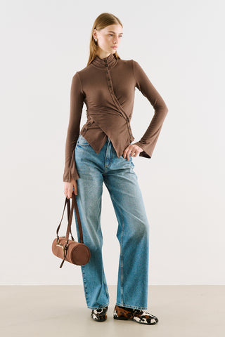 Wrap-Front Bodysuit Brown