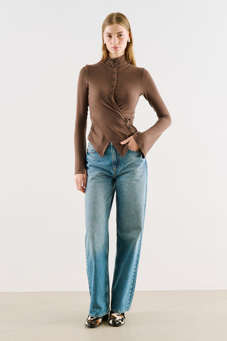 Wrap-Front Bodysuit Brown