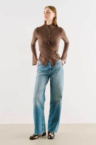 Wrap-Front Bodysuit Brown