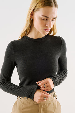 Long-Sleeve Crew-Neck Bodysuit Anthracite