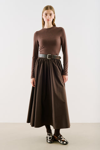 Long-Sleeve Crew-Neck Bodysuit Brown