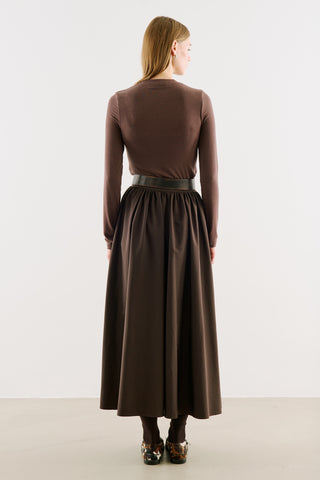 Long-Sleeve Crew-Neck Bodysuit Brown