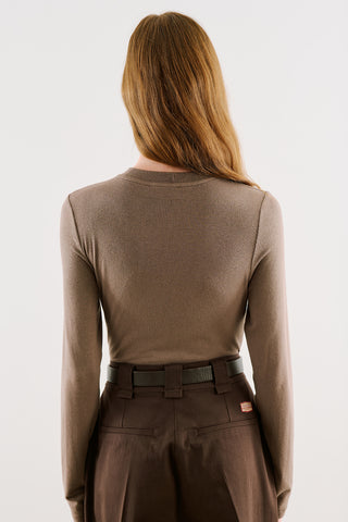 Long-Sleeve Crew-Neck Bodysuit Mink