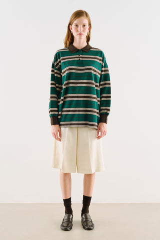 Striped Polo Sweatshirt Green
