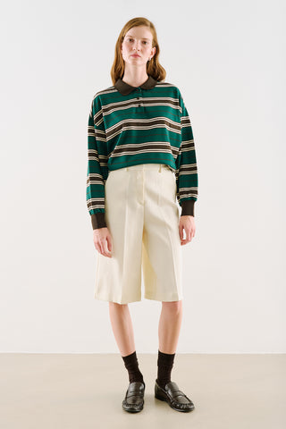 Striped Polo Sweatshirt Green