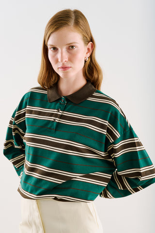 Striped Polo Sweatshirt Green