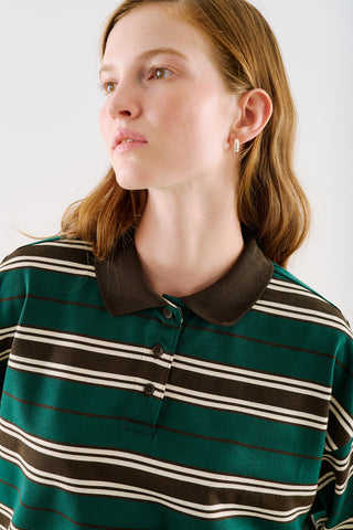 Striped Polo Sweatshirt Green
