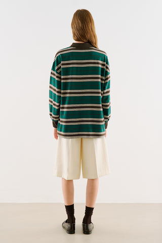 Striped Polo Sweatshirt Green