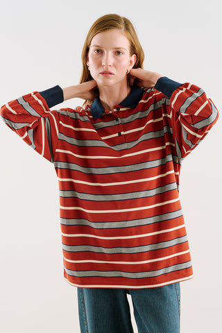 Striped Polo Sweatshirt Tile