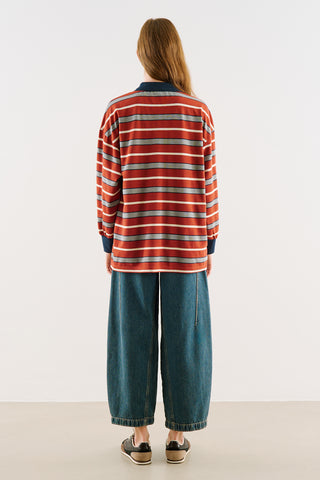 Striped Polo Sweatshirt Tile