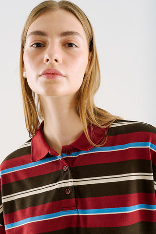 Striped Polo Sweatshirt Burgundy