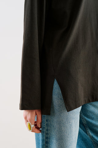 High-Neck Long-Sleeve T-Shirt Black