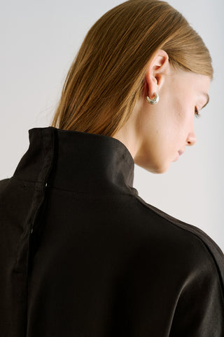 High-Neck Long-Sleeve T-Shirt Black